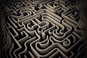 Abstract labyrinth without exit. Ornate maze background. illustration. photo