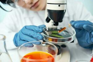 woman scientist microscope diagnostics research technology photo