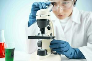 laboratory research microscope chemical solution science analyzes photo