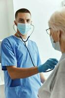 doctor in hospital examine a patient checkup photo