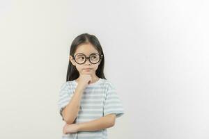 happy little girl, isolated on white photo