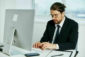 office worker documents in hand communication by phone Lifestyle photo