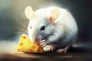 White fat mouse dairy food. Generate Ai photo