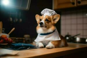 corgi perro cocinero. generar ai foto