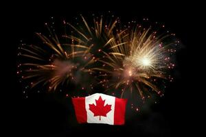 Canada flag day fireworks. Generate Ai photo