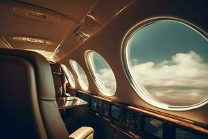 Modern business jet. Generate AI photo