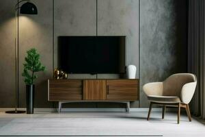 Modern tv cabinet armchair design. Generate Ai photo