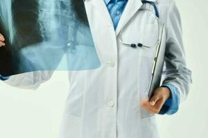 female doctor in white coat x-ray hospital health photo