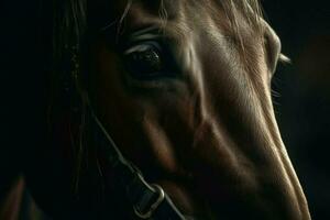 Horse head closeup. Generate Ai photo