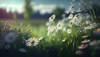 Beautiful spring flowers background nature with beautiful sky with image photo