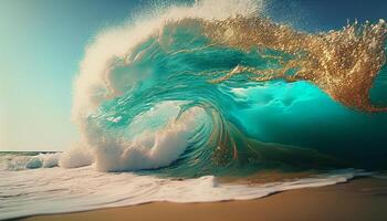 hermosa tropica ola verano mar ai generado imagen foto