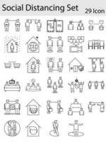 Set Of Social Distancing Icons In Stroke Style. vector