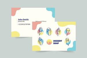 Ice Cream Shop Parlour business card template. A clean, modern, and high-quality design business card vector design. Editable and customize template business card