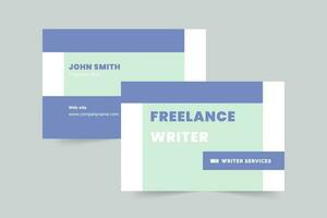 Freelance Writer business card template. A clean, modern, and high-quality design business card vector design. Editable and customize template business card