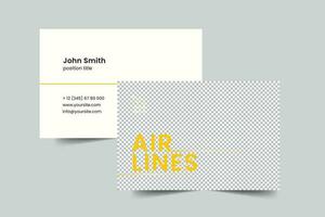 Airlines Aviation Services business card template. A clean, modern, and high-quality design business card vector design. Editable and customize template business card