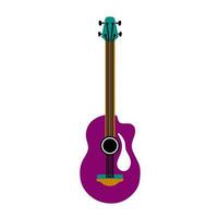 Flat Design Acoustic Guitar Icon Sticker Vector Illustration