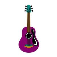 Flat Design Acoustic Guitar Icon Sticker Vector Illustration