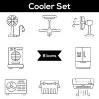 Vector Cooler Icon Set in Line Art.