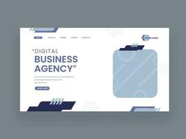 Digital Business Agency Concept Based Landing Page Design In White And Blue Color With Copy Space. vector