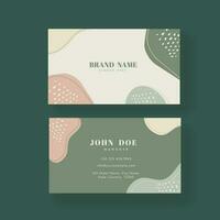 Abstract Business Card Template In Front And Back View On Green Background. vector