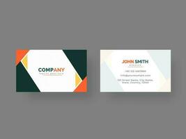 Corporate Business Card Design In Front And Back View. vector