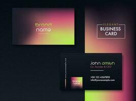 Elegant Business Card Design With Gradient Blur Effect In Front And Back View. vector