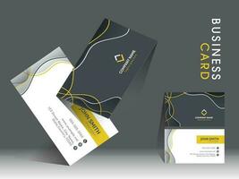 Modern Business Card Design In Dark Gray And White Color. vector