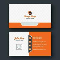 Double Side Business Card Design With Cube Pattern In White And Orange Color. vector