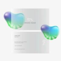 Translucent Business Or Visiting Card On Gradient Fluid Element White Background. vector