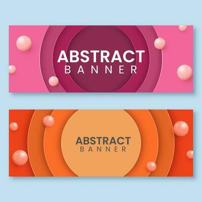Abstract Paper Cut Circles Overlap Background With 3D Balls OR Pearls In Two Color Options.