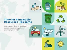 Renewable Energy Resources Concept Based Poster Design For Awareness. vector