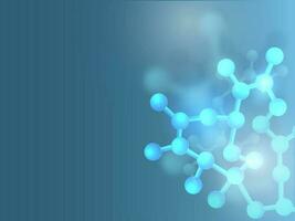 3D Or Render Molecules With Copy Space Background In Blue Color. vector