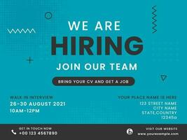 We Are Hiring Join Our Team Text On Blue Halftone Effect Background. vector