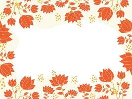 Orange Flowers With Leaves Decorated On White Background And Given Space For Text. vector