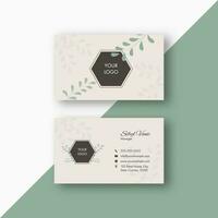 Vector Business Or Visiting Card With Leaves In Front And Back View.