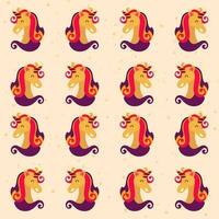 Colorful Horse Face Seamless Pattern Background. vector