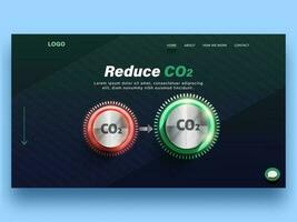 reducir co2 concepto establecido aterrizaje página o web modelo diseño en azul color. vector