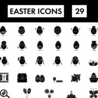 Illustration Of Easter Icon Set In Glyph Style. vector