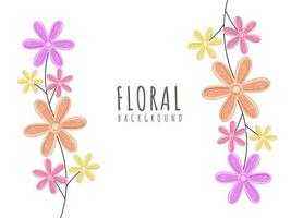 Colorful Flowers Branches On White Background. vector