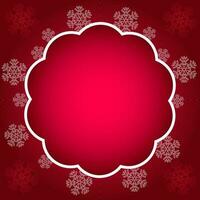 Circular Shape Frame And Snowflakes Decorated Red Background With Copy Space. vector