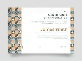 Certificate Of Appreciation Award Template Layout With Abstract Pattern. vector