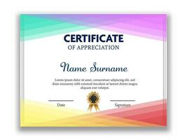 Abstract Certificate Of Appreciation Award Template Design. vector