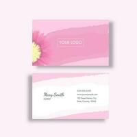 Florist Business Card Or Horizontal Template Layout In Pink And White Color. vector