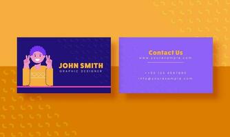 Editable Business Card Design With Front And Back View For Graphic Designer. vector