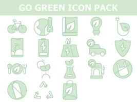 conjunto de Vamos verde icono en verde y blanco color. vector