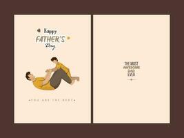 Happy Father's Day Greeting Card With Space For Text On Brown Background. vector