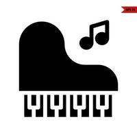 piano music with music symbol glyph icon vector