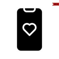 love in screen mobile phone glyph icon vector