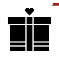 love in over gift box glyph icon vector