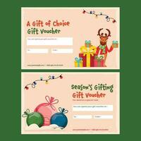 Set Of Gift Voucher Template Layout In Peach Color. vector